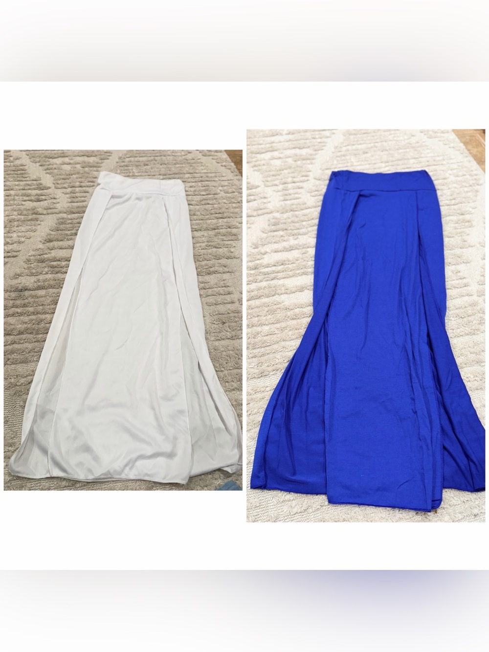 New Women’s Split Maxi Skirt in White and Royal Blue BUNDLE